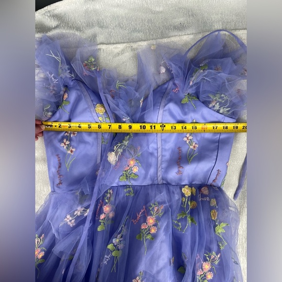 Fairycore formal Spaghetti Strap Floral Embriodered Dress in Purple size 10 NWOT - Picture 9 of 16